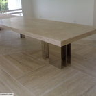Tavolo in acciaio inox lucidato a specchio e marmo.jpg